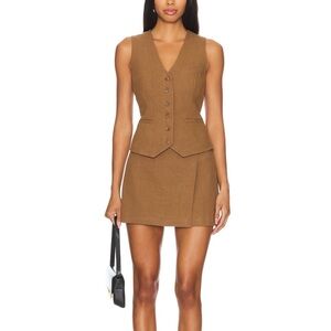 ASTR Brown Sleeveless Button-Up Vest and Skirt Set. Worn once